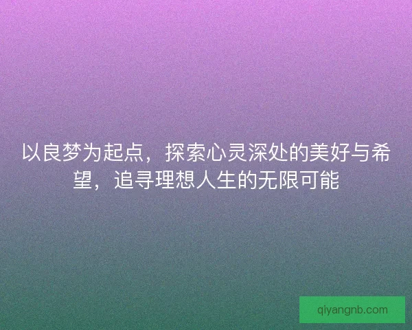 以良梦为起点，探索心灵深处的美好与希望，追寻理想人生的无限可能