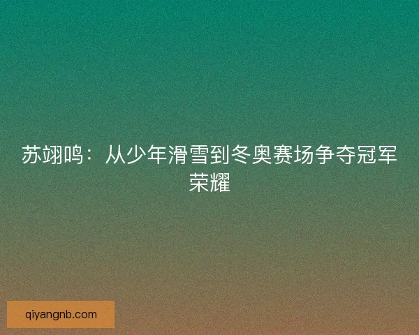 苏翊鸣:从少年滑雪到冬奥赛场争夺冠军荣耀 苏翊鸣:从少年滑雪到冬奥赛场争夺冠军荣耀