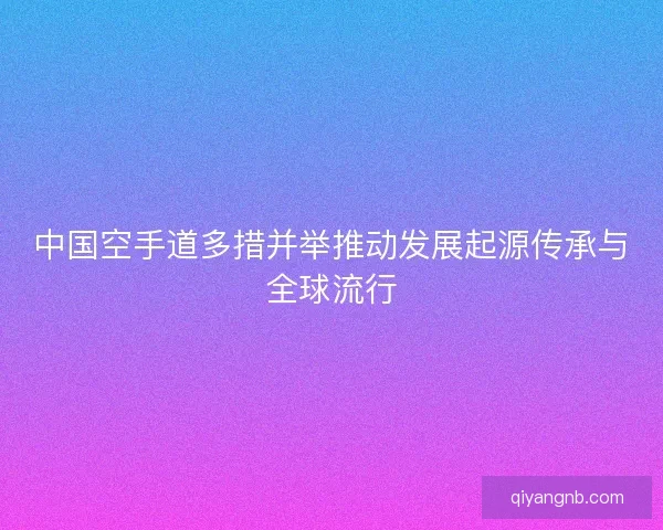 中国空手道多措并举推动发展起源传承与全球流行
